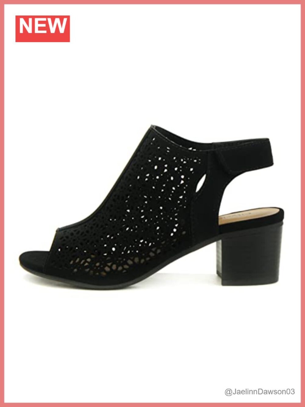 Peep Toe Laser Cut Caged Slingback Ankle Strap Low Stacked Heel Bootie
